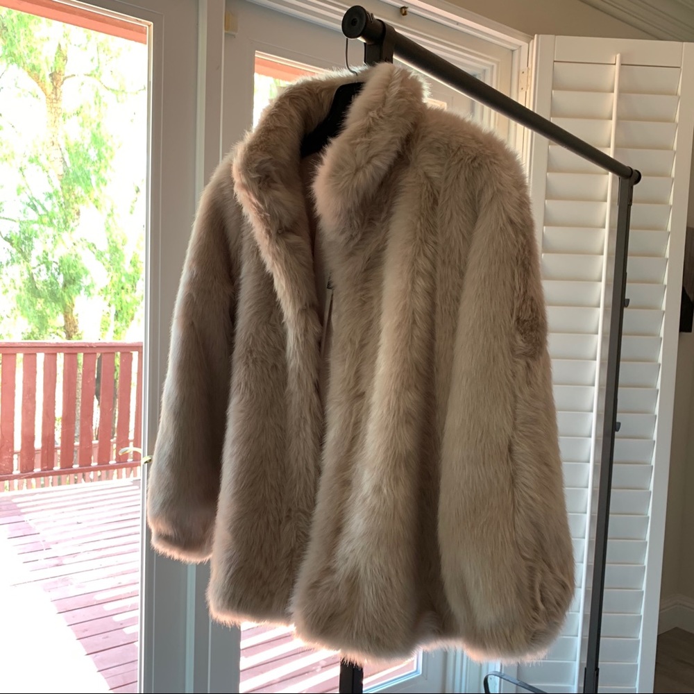 ASOS PETITE Faux Fur Coat w/ Funnel Neck